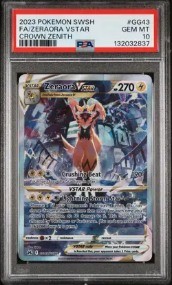 2023 POKEMON SWORD & SHIELD CROWN ZENITH #GG43 FULL ART/ZERAORA VSTAR PSA 10 - Image 1