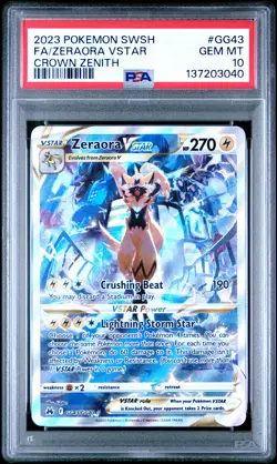2023 POKEMON SWORD & SHIELD CROWN ZENITH #GG43 FULL ART/ZERAORA VSTAR PSA 10 - Image 1