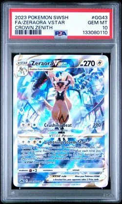 2023 POKEMON SWORD & SHIELD CROWN ZENITH #GG43 FULL ART/ZERAORA VSTAR PSA 10 - Image 1