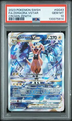 2023 POKEMON SWORD & SHIELD CROWN ZENITH #GG43 FULL ART/ZERAORA VSTAR PSA 10 - Image 1