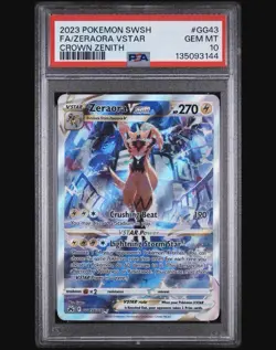 2023 POKEMON SWORD & SHIELD CROWN ZENITH #GG43 FULL ART/ZERAORA VSTAR PSA 10 - Image 1