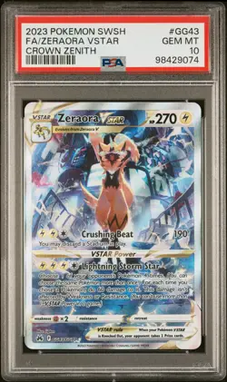2023 POKEMON SWORD & SHIELD CROWN ZENITH #GG43 FULL ART/ZERAORA VSTAR PSA 10 - Image 1