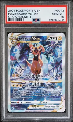 2023 POKEMON SWORD & SHIELD CROWN ZENITH #GG43 FULL ART/ZERAORA VSTAR PSA 10 - Image 1