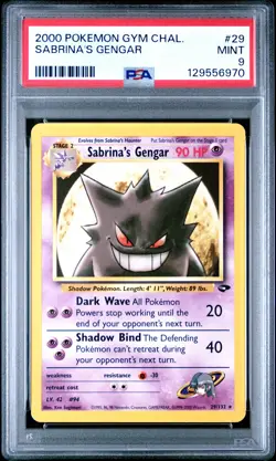 2000 Pokemon-Sabrina's Gengar #29 Gym Challenge-Rare Non-Holo PSA 9 - Image 1