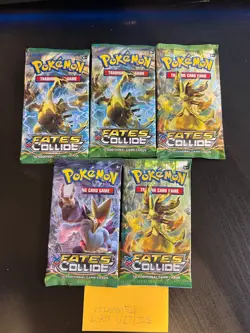 LOT OF FIVE (5) Pokemon XY-Fates Collide Sleeved Booster Packs. Factory Sealed! 820650801136 - Image 1