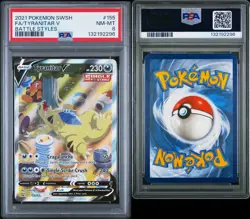 Pokemon Tyranitar V Full Art Holo 155/163 Battle Styles PSA 8 2021 TCG English - Image 3