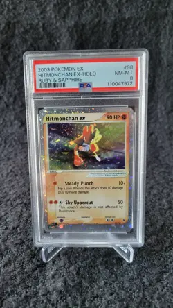 Pokemon TCG Hitmonchan ex Holo Ruby & Sapphire #98/109 2003 PSA 8 English - Image 1