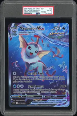2021 Pokemon SWSH182 Vaporeon Vmax Premium Collection Jumbo PSA 8 - Image 1