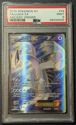 2015 Pokemon XY Ancient Origins Lugia EX Full Art 94/98 PSA 9 Clean RegradeU - Image 1