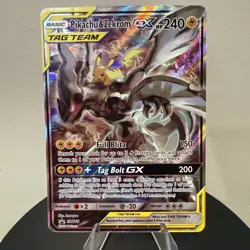 Pokemon TCG Pikachu & Zekrom GX SM168 Black Star Promo Full Alt Art LP - Image 1