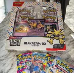 Pokemon TCG Scarlet & Violet 151 Alakazam ex Collection Box + 4 Booster Packs - Image 1