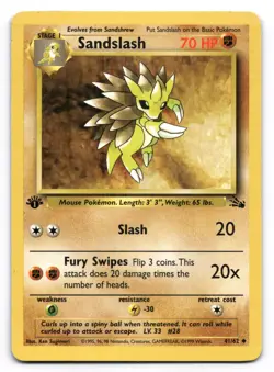 Sandslash LP 41/62 1st Edition Fossil Pokemon TCG Regular - Image 1
