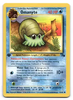 Omanyte LP 52/62 1st Edition Fossil Pokemon TCG Regular - Image 1