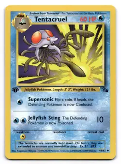 Tentacruel LP 44/62 1st Edition Fossil Pokemon TCG Regular - Image 1