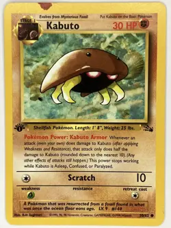 Kabuto HP 50/62 1st Edition Fossil Pokemon TCG Regular - Image 1