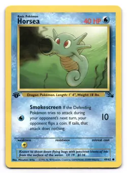 Horsea LP 49/62 1st Edition Fossil Pokemon TCG Regular - Image 1