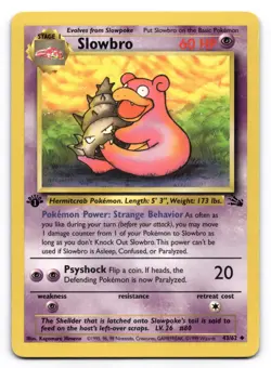 Slowbro LP 43/62 1st Edition Fossil Pokemon TCG Regular - Image 1
