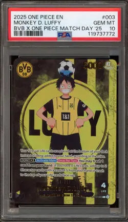 One Piece CCG Monkey.D.Luffy BVB X One Piece Match Day '25 ST13-003 PSA 10 - Image 1