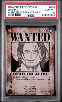 2024 ONE PIECE JPN EMPERORS IN THE NEW WORLD WANTED ALT ART #004 SHANKS PSA 10 - Image 1
