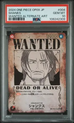 2024 ONE PIECE JPN EMPERORS IN THE NEW WORLD WANTED ALT ART #004 SHANKS PSA 10 - Image 1
