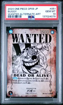 2024 ONE PIECE JPN EMPERORS IN THE NEW WORLD WANTED ALT ART #051 BUGGY PSA 10 - Image 1