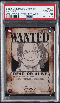 2024 ONE PIECE JPN EMPERORS IN THE NEW WORLD WANTED ALT ART #004 SHANKS PSA 10 - Image 1