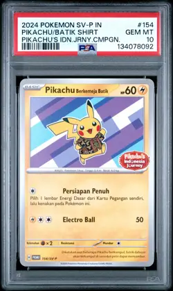 2024 POKEMON INDONESIAN SV-P PROMO #154 PIKACHU IN BATIK SHIRT PSA 10 - Image 1