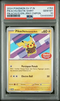 2024 POKEMON INDONESIAN SV-P PROMO #154 PIKACHU IN BATIK SHIRT PSA 10 - Image 1