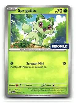Pokemon 2024 Scarlet & Violet Indomilk Sprigatito Indonesia Promo Card 192/SV-P - Image 1