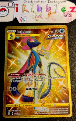 Inteleon 227/203 NM Gold Secret Rare Full Art Holo Pokemon Card. Fast Shipping! - Image 1