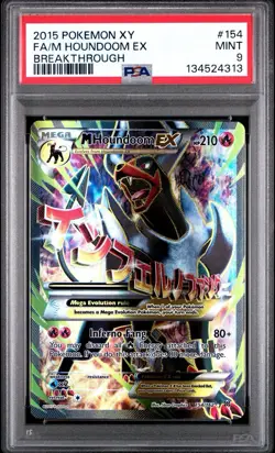2015 Pokemon XY Breakthrough Full Art Mega Houndoom EX 154/162 #154 PSA 9 - Image 1