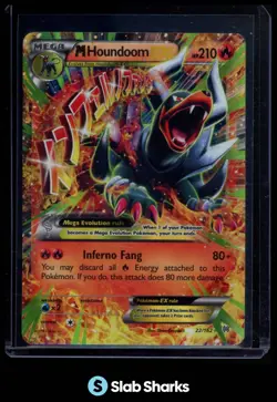 2015 POKEMON XY BREAKTHROUGH #22/162 MEGA HOUNDOOM EX HOLO RARE - Image 1