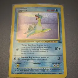 Pokemon TCG Lapras Fossil Holo Rare 10/62 80 HP Basic 1999 Wizards Card - Image 1
