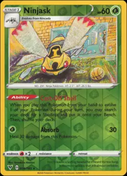Pokemon - Ninjask #014/185 - SWSH04: Vivid Voltage Reverse Holo - Image 1