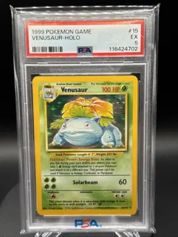 Pokemon TCG Venusaur Base Set Holo Unlimited Rare Card 15/102 1999 PSA 5 - Image 1