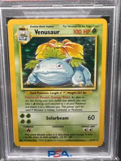 Pokemon TCG Venusaur Base Set Holo Unlimited Rare Card 15/102 1999 PSA 5 - Image 2