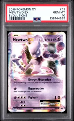 2016 Pokemon XY Evolutions Mewtwo EX 52/108 PSA 10 - Image 1