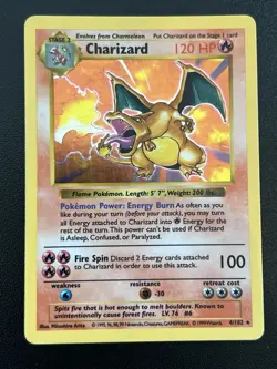 Charizard 4/102 (LP+) SHADOWLESS Base Set Holo Vintage Pokemon TCG - Image 1
