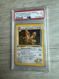 FRESH Pokemon 1st Edition Lt. Surge's Fearow Gym Heroes #7 Holo PSA 6 EX-MT - Image 1