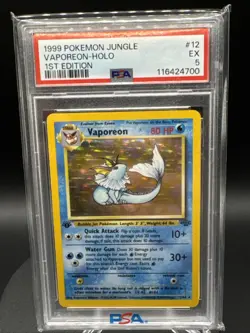 PSA 5 VAPOREON 1ST EDITION JUNGLE HOLO #12 1999 POKEMON - Image 1