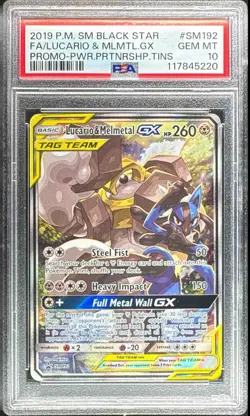 2016 Pokemon SM Black Star Promos Lucario & Melmetal #SM192 PSA 10 - Image 1