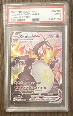 2021 POKEMON SWORD & SHIELD SHINING FATES #SV107 FULL ART/CHARIZARD VMAX PSA 9 - Image 1
