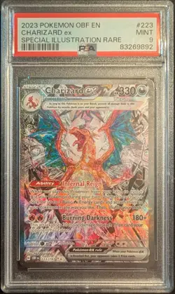 Pokemon Charizard ex 223/197 Obsidian Flames Special SIR CLEAN MINT PSA 9 - Image 1
