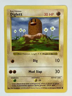 Diglett LP Shadowless Base Set 47/102 Pokemon TCG Regular Common - Image 1