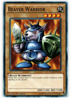 Beaver Warrior - YGLD-ENA12 - Common - 1st Edition - Heavily Played - Image 1