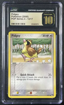 PIDGEY CGC 10 PRISTINE 2006 POKEMON POP SERIES 4 #12/17 3074 - Image 1
