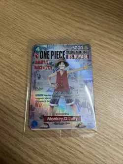 One Piece Monkey D. Luffy US Voyage College Basketball Promo Card Rutgers - Image 1