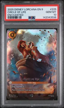 2025 DISNEY LORCANA EN 9-FABLED ENCHANTED #225 CIRCLE OF LIFE PSA 10 - Image 1