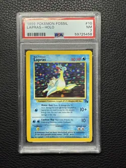 Pokemon Lapras #10/62 Holo Rare - 1999 Fossil Set - PSA 7 Near Mint old cert - Image 1