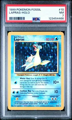 Lapras 10/62 Fossil Holo 1999 Pokemon Vintage Rare Near Mint PSA 7 Safe Ship - Image 1